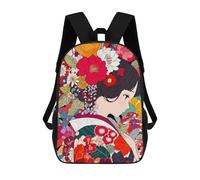 sinyumoney Cute Japanese Kimono Girl Backpack School Bag Lightweight Airport College Students Back Pack for Men, Women & Teenage Boys 17inch