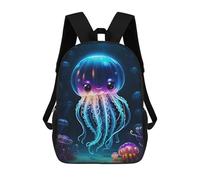 sinyumoney Cute Jellyfish Deep Sea Children's Backpack, 3D Printed School Backpack, Backpack for Boys Girls, Adjustable School Bag for Primary School 17inch