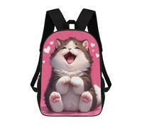 sinyumoney Cute Joyful Kitten Children's School Backpack 3D Printed for Kids Travel Rucksacks Book Bags Kids School Bag 17inch