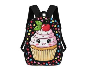 sinyumoney Cute Kawaii Cupcake with Cherry Topping 3D Printed School Backpack Casual Children's Backpacks 3D Printed School Bag for Boys Elementary And Middle 17inch