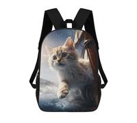 sinyumoney Cute Kitten Boat Trip Sea Backpacks Kids School Backpack Fashion School Bag 3D Printed School Bag for Boys Elementary And Middle School Students 17inch