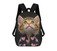 sinyumoney Cute Kitten in Heart Jacket School Bags Computer Rucksack for School/Work/Travel for Camping Outdoor Adventures And Daily Travel 17inch