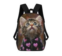 sinyumoney Cute Kitten in Heart Jumpsuit Backpack School Bag Lightweight Casual Daypack School Backpacks for School/Work/Travel 17inch