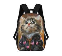 sinyumoney Cute Kitten in Heart-Patterned Robe School Bag 3D Printed 17inch Backpacks Fashion Kids School Backpack Rucksacks for Boys Elementary And Middle School Students