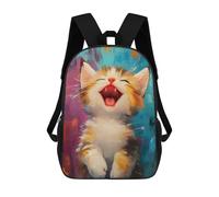 sinyumoney Cute Kitten Painting Children's Backpack, Schoolbag Large Capacity Students Bookbag Rucksack Knapsack for Boys Girls Adults Teen 17inch