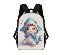 sinyumoney Cute Kitten Shark Costume Backpack School Bag Secondary Causal Travel High School Bags for Camping Outdoor Adventures And Daily Travel 17inch
