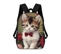 sinyumoney Cute Kitten Wearing A Bow School Backpack Water Resistant Travel Backpack Computer Bag for School/Work/Travel 17inch