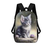 sinyumoney Cute Kitten with Blue Eyes Kids School Backpack 17 Inch School Bag 3D Printed School Bag for Boys Elementary And Middle School Students