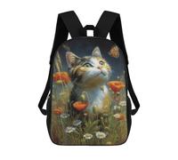 sinyumoney Cute Kitten with Flowers Rucksack Water Resistant Travel Backpack Computer Bag for Campus Outdoor Travel Sports 17inch