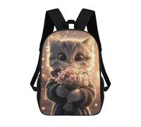 sinyumoney Cute Kitten with Flowers School Backpack Computer Rucksack for School/Work/Travel- Perfect for Travel, Work And Daily Use 17inch