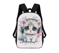 sinyumoney Cute Kitten with Headphones School Bags Large Water Resistant Laptop Backpack - Perfect for Travel, Work And Daily Use 17inch