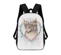 sinyumoney Cute La Perm Flower Cat Backpack School Bag Large Lightweight Casual Backpack for Campus Outdoor Travel Sports 17inch