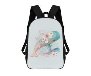 sinyumoney Cute Mommy And Baby Whale Backpack School Secondary Causal Travel High School Bags for Boys/Girls/Teenagers 17inch