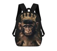 sinyumoney Cute Monkey King 3D Printed Kids Backpacks Boys Fashion School Bag Travel Backpacks School Bags for Boys Elementary School Students 17inch