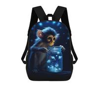 sinyumoney Cute Monkey Luminous Glow Rucksack Large Lightweight Casual Backpack for Campus Outdoor Travel Sports 17inch