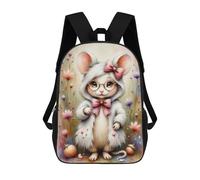 sinyumoney Cute Mouse Costume with Bow 3D Printed 17 Inch School Backpack Casual Children's Backpacks 3D Printed for Boys Elementary And Middle