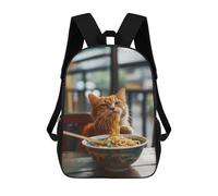 sinyumoney Cute Noodle Cat Children's Backpacks School Backpack 3D Printed for Kids Travel Rucksacks Book Bags Kids 17inch School Bag