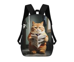 sinyumoney Cute Orange Fat Cat School Backpack Business Laptop Rucksack Bag Unisex Casual Daypack for Men/Women 17inch