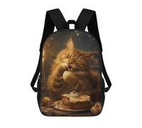 sinyumoney Cute Orange Tabby Cat Cake Backpack School Bag Large School Backpack for Boys for Teenage Girls Boys Women Men 17inch