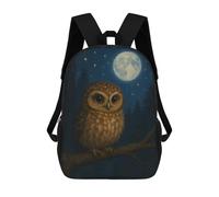 sinyumoney Cute Owl Under Moonlight Backpacks Kids School Backpack School Bag 3D Printed School Bag for Boys Elementary And Middle School Students 17inch