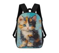 sinyumoney Cute Paint Cat Backpacks Kids School Backpack School Bag 3D Printed School Bag for Boys Elementary And Middle School Students 17inch