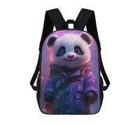 sinyumoney Cute Panda in Purple Coat Backpack School Bag Water Resistant Travel Backpack Computer Bag for Teenage Girls Boys Women Men 17inch