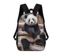 sinyumoney Cute Panda Portrait on Wooden Structure Children's 17 Inch School Backpack 3D Printed Cool Knapsack for Kids Travel Rucksacks Book Bags Kids School Bag
