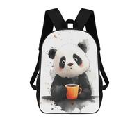 sinyumoney Cute Panda with Coffee Backpacks Kids School Backpack School Bag 3D Printed School Bag for Boys Elementary And Middle School Students 17inch