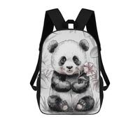 sinyumoney Cute Panda with Flower Backpack School Bag Rucksack for Girls Boys Backpacks Large Capacity Kids Back Pack Lightweight School Bags for Children Students 17inch