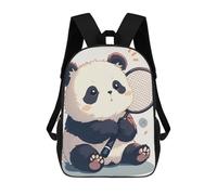 sinyumoney Cute Panda with Tennis Racket School Backpack Water Resistant Computer Rucksack- Perfect for Travel, Work And Daily Use 17inch