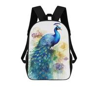 sinyumoney Cute Peacock Watercolor Backpack School Bag Water Resistant Travel Backpack Computer Bag for Girls Boys Teenage 17inch