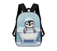 sinyumoney Cute Penguin in Bathtub with Bubbles Backpack School Large Water Resistant Laptop Backpack for School/Work/Travel 17inch