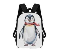 sinyumoney Cute Penguin Watercolor 3D Printed 17 Inch School Backpack Casual Children's Backpacks 3D Printed for Boys Elementary And Middle