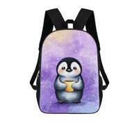 sinyumoney Cute Penguin with Coffee 3D Printed School Bag Children's School Backpack Schoolbags Travel Backpacks Casual Fashion Bag for Kids School Students 17inch