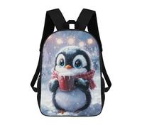 sinyumoney Cute Penguin with Hot Cocoa Backpacks 3D Printed Kids School Backpack Outdoor Casual Daypack Fashion Casual Children Backpacks Cute Travel Bags 17inch