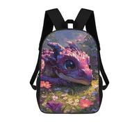 sinyumoney Cute Pink Dragon in Flower Meadow Children's Backpacks School 3D Printed Bag Bookbag for Kids Travel Rucksacks Boy Girl Book Bags Kids School Bag 17inch