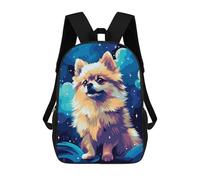 sinyumoney Cute Pomeranian Pixel Art Backpack School Bag Large Water Resistant Laptop Backpack for School/Work/Travel 17inch