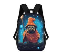 sinyumoney Cute Pug Wizard Pixel Art Backpack School Bag Travel College Rucksack Backpacks for Boys/Girls/Teenagers 17inch