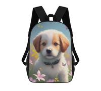 sinyumoney Cute Puppy Portrait 3D Printed Children's School Backpack for Kids High Capacity Travel Rucksacks Book Bags Kids School Bag Back Pack 17inch