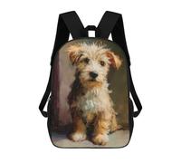 sinyumoney Cute Puppy Portrait Oil Painting Backpack School Bag Secondary Causal Travel High School Bags for Boys/Girls/Teenagers 17inch