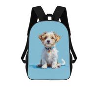 sinyumoney Cute Puppy Portrait on Blue Background Backpack School High Secondary School Bags Casual Backpack for Men, Women & Teenage Boys 17inch