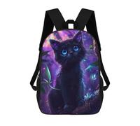 sinyumoney Cute Purple Cat Children's Backpack, 3D Printed School Backpack, Backpack for Boys Girls, Adjustable School Bag for Primary School 17inch