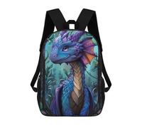 sinyumoney Cute Purple Chibi Dragon 3D Printed 17inch Kids School Bag Rucksacks Children's School Fashion Casual Back Pack High Capacity Travel Book Bags