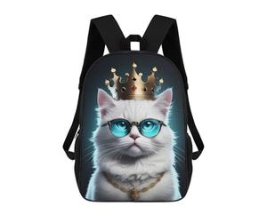 sinyumoney Cute Queen White Cat School Backpack 3D Printed School Bags Boys Girls Laptop Backpack for Kids/Students/Adults 17inch