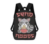 sinyumoney Cute Raccoon Eating Ramen School Backpack Lightweight Schoolbag Dayback Bookbag College for Teenage Girls Boys Women Men 17inch