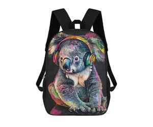 sinyumoney Cute Raccoon Listening M Backpack School Water Resistant Travel Backpack Computer Bag for School/Work/Travel 17inch