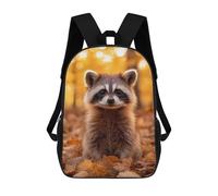 sinyumoney Cute Raccoon Portrait in Autumn Leaves Backpack School Bag Water Resistant Travel Backpack Computer Bag for Camping Outdoor Adventures And Daily Travel 17inch