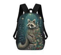 sinyumoney Cute Raccoon Xmas Rucksacks 3D Printed Children Backpacks Fashion Casual Daypack Cute Travel Bags Outdoor Casual Daypack for Boy And Girl 17inch