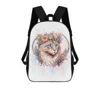 sinyumoney Cute Ragamuffin Flower Cat Backpack School High Secondary School Bags Casual Backpack for Camping Outdoor Adventures And Daily Travel 17inch