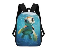 sinyumoney Cute Sea Turtle Kids School Backpack School Bag 3D Printed School Bag for Boys Elementary And Middle School Students 17inch